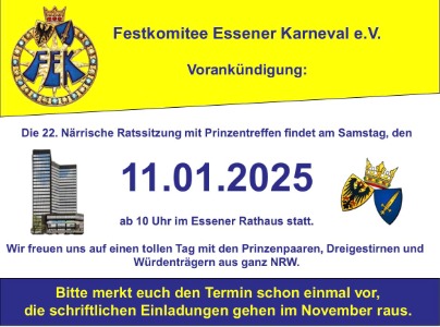 Vorankündigung Närrische Ratssitzung 2025 